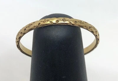 Vintage Thin 14k Gold Band Ring with Etched Design All Around Size 7 - Image 1 of 4