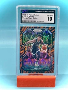 2020-21 Panini Prizm Ja Morant #115 Tiger Stripe Choice SSP CGC 10 - Picture 1 of 2