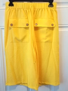 Markenlos Damen S/M sonnenblumengelb neu ohne Etikett Shorts mit Taschen elastischer Bund co2043 - Bild 1 von 4