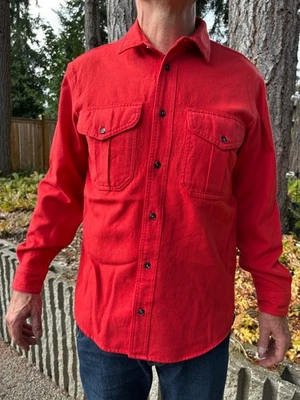 Filson  100% wool button up shirt red men's medium - Image 1 of 4