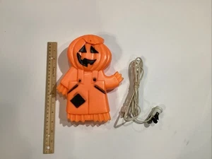 Vintage Halloween Blow Mold Lighted Pumpkin Head Scarecrow Double Window Light - Picture 1 of 9