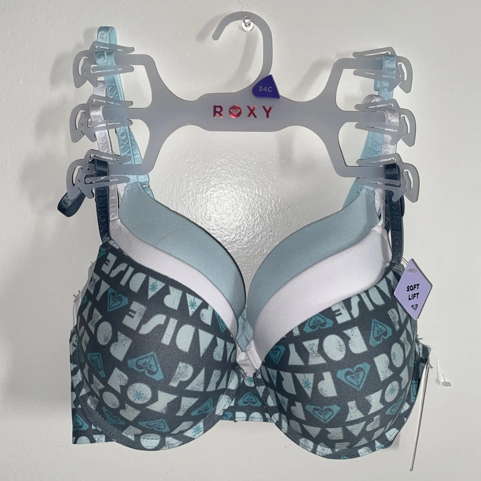 Juego de tres sujetadores Roxy Soft Lift 34C nuevo con etiquetas suave Y2K City Retro Gorpcore Preppy Hippy  Foto 1 de 4