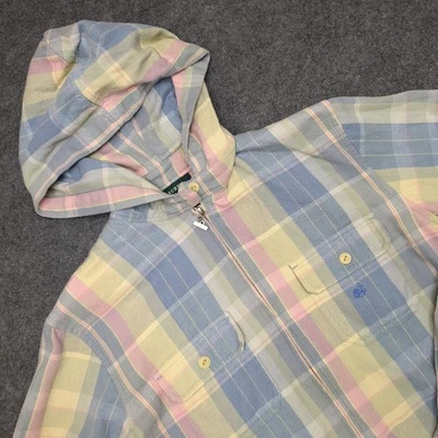 Lauren Ralph Lauren Camisa a Cuadros con Capucha Cremallera Chaqueta Algodón Para Mujer Talla S Foto 1 de 4