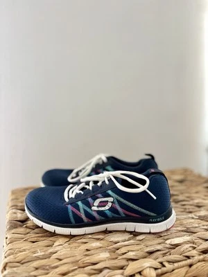 SKECHERS Womens Flex Appeal 11885 Navy Blue Running Lace Shoe Trainers Size UK 3 - Image 1 of 4