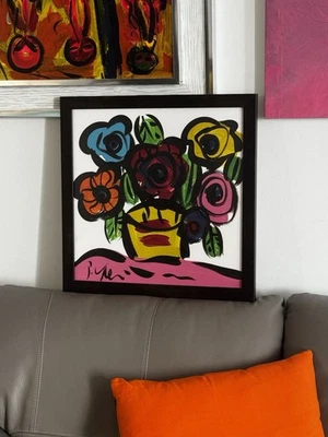 PETER R. KEIL - FLORES ESPECTACULARES - PINTURA ORIGINAL - ENMARCADO 20”x20” Foto 1 de 4