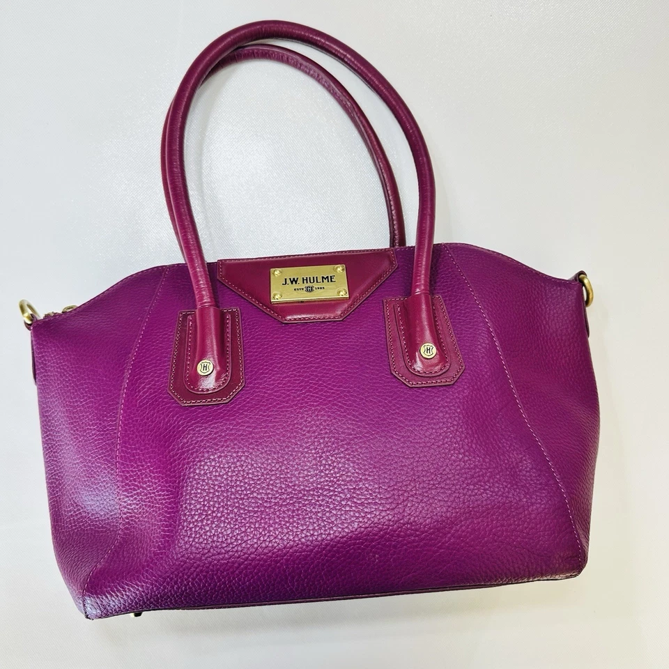 J.W. Hulme Co. кожаная сумка с короткими ручками сумка пурпурный розовый шагреневой кожи золотой сумочки - Изображение 1 из 4