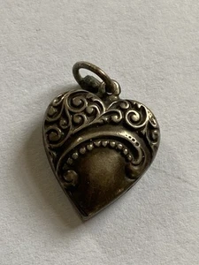 Vintage Sterling Heart Charm Engraved - Picture 1 of 2