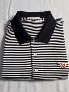 Peter Millar Virginia tech summer comfort Polo Men's XL, Black And White Striped - Picture 1 of 9