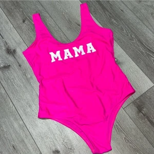 PatPat Hot Pink MAMA Graphic Scoop One Piece Swimsuit Large - Picture 1 of 7