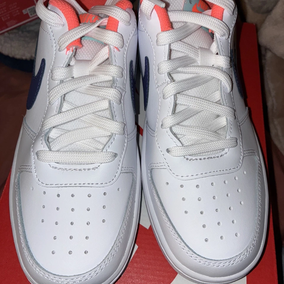 Size 5 (GS) - Nike Court Borough 2 Low White Dark Purple Dust