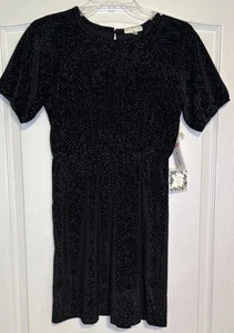 Chelsea & Violet Girls Dress Short Sleeve Velvet Black Size XL NEW WITH TAGS - Picture 1 of 10