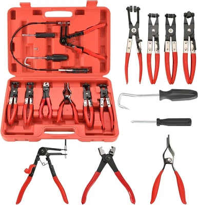 10Pc Hose Clamp Clip Remover Pliers Wire Long Reach Kit Fuel Oil Water Hose Tool Foto 1 de 4