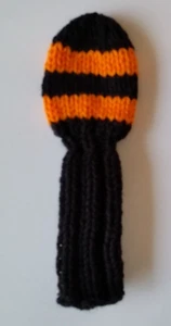 Black, Orange Hybrid/Iron/Putter 8" Handknit GOLF CLUB HEADCOVERS - Picture 1 of 1