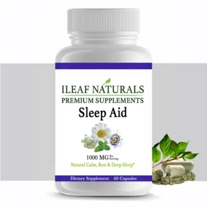 iLeafNaturals Sleep Aid – Synergistic Mix - 1000 MG - 60 Veggie Capsules - Picture 1 of 7