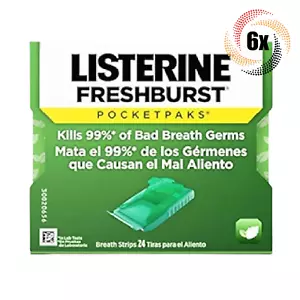 6x Packs Listerine Fresh Burst Flavor Pocketpaks Breath Strips | 24 Per Pack - Picture 1 of 2