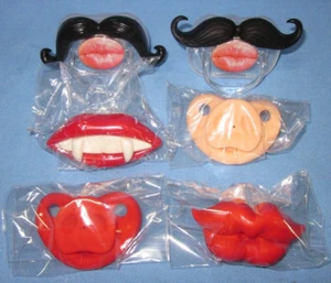 a Six Pack of Funny Pacifiers by Nibaby, Sealed new ~ Moustaches, Snouts, Vamp - Picture 1 of 3