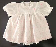 VINTAGE 1970's PINK & WHITE BABY DRESS (or REBORN) MADE IN ENGLAND 6-12mths #585