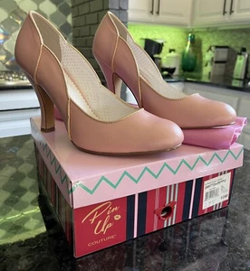 Pin Up Couture Women’s 10 High Heels Smitten-04 Baby Pink Faux Leather NIB READ - Picture 1 of 24