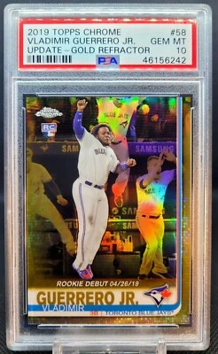 2019 Topps Chrome Update RC Debut Gold Refractor /50 VLADIMIR GUERRERO JR PSA 10 - Image 1 of 2
