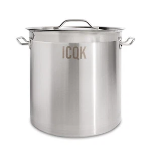 ICQK Pentola Acciaio Inox, Coperchio, Adatto Induzione, Elettrico, Ceramica, Gas - Foto 1 di 33