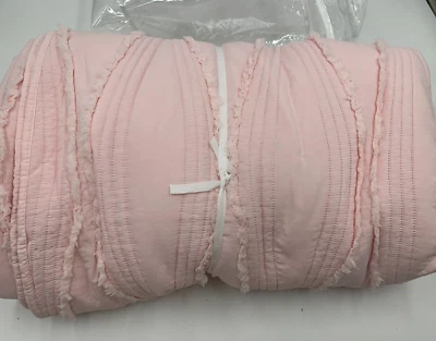 Pottery Barn Teen Casual Ruffle Quilt Cozy Full Queen Powdered Powdered Pink #A1 - Image 1 of 3