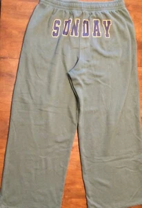 Junior’s No Boundaries Wide Leg "SUNDAY" Sweat Pants Size L (11-13) Olive Green - Picture 1 of 4