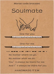 Pinky Promise Distance Matching Friendship Couple Bracelets for Women Funny Mors - Picture 1 of 7