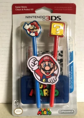 Nintendo 3DS / XL Super Mario Clean & Protect Kit Mario & ? Stylus PowerA NUEVO Foto 1 de 3