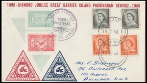 NEW ZEALAND 1958 PIGEONGRAM SERVICE DIAMOND JUBILEE FDC (F) - Picture 1 of 1