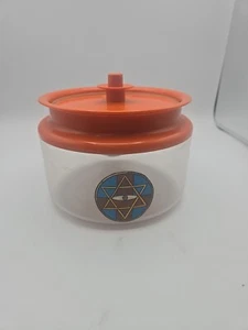 Bidone acrilico trasparente Tupperware 1481 vintage coperchio arancione 1,5 litri 6 1/4 tazza - Foto 1 di 5