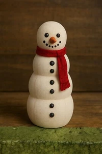 Holz-Rohling Schneemann Drechsel-Rohling zum Bemalen & Basteln | DIY Dekofigur - Picture 1 of 2