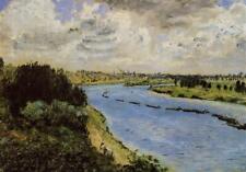 Oil painting Barges-on-the-Seine-Pierre-Auguste-Renoir impressionism landscape