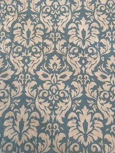 Pottery Barn PB TEEN Turquoise Fleur De Lis Design Queen Duvet Cover 2 Shams - Picture 1 of 8