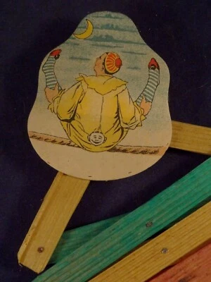 Ancien jouet ciseaux bois accordéon télescopique Clown pierrot 1920 Germany - Photo 1/4