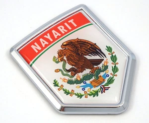 Nayarit Mexico Flag Mexican Car Emblem Chrome bike Decal 3D Sticker MX20 - Foto 1 di 2