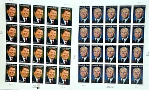 Ronald Reagan Gerald Ford Stamp Sheets 37 Cent 2004 41 Cent 2007 Total 40 Stamps - Picture 1 of 1