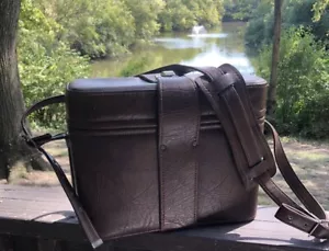 Vintage Leather Camera Bag Hard Shell Shoulder Strap Cowhide Felt Photography - Picture 1 of 22