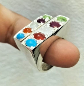 Paar Ring schöne Multi Steine Ringe Türkis, Peridot, Achat, Rubin, Dur e Njaf - Bild 1 von 7