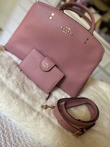 Coach Pink Lillie Carryal Top Handbag With Matching Wallet