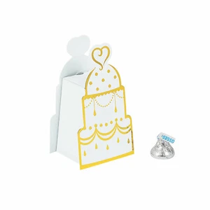 Gold Wedding Cake Favor Boxes, Party Supplies, 24 Pieces - Picture 1 of 1