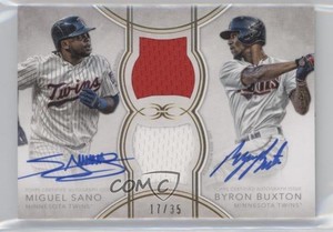 2018 Topps Definitive Collection Dual Relic /35 Byron Buxton Miguel Sano Auto