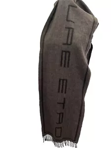 S3# Etro Brown Logo rectangle scarf cachemere 68/14 inch - Picture 1 of 4