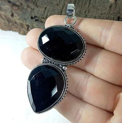 Colgante de plata de ónix negro colgante de plata de ley 925 hecho a mano colgante de piedras preciosas Foto 1 de 4