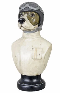 Tierbüste Hundepilot Büste 50cm Hund Büste Dekofigur Antik Hundekopf Retro Figur - Bild 1 von 7