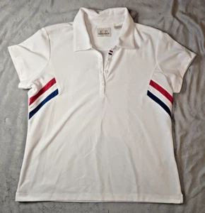 EP Pro Tour Tech Women's Polo Shirt- White, Red, Blue- Size Large - Picture 1 of 13