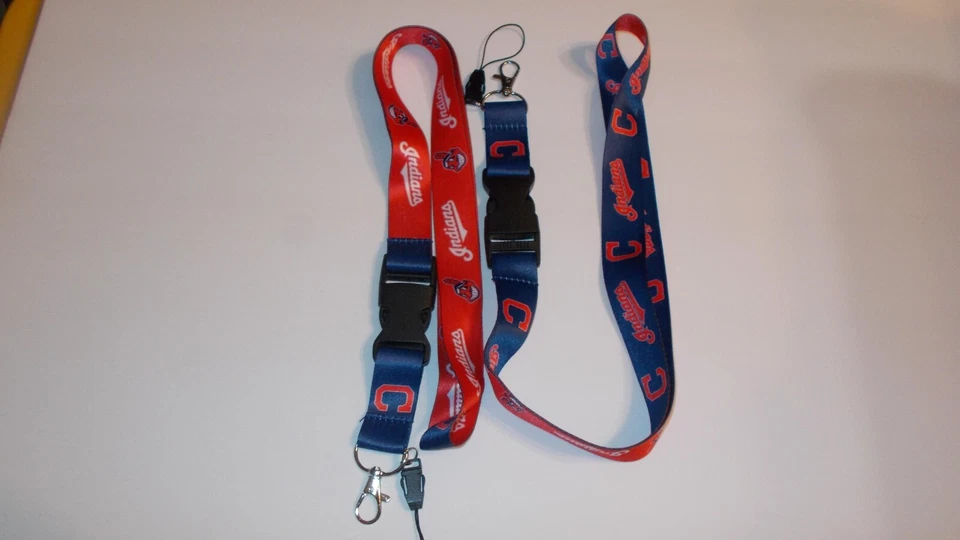 Dos cordones de béisbol de los Indios de Cleveland MLB - impresos en ambos lados 25" de largo Foto 1 de 1