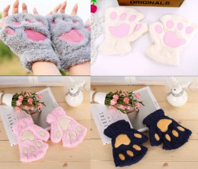 1 par de guantes de invierno lindos con garra de pata de gato de felpa cálidos guantes mujeres niñas juegos con disfraces AU Foto 1 de 2