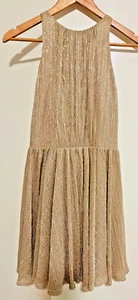HALSTON HERITAGE GOLD LUREX COCKTAIL DRESS Small - Picture 1 of 13