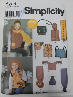 Simplicity 5285 child's girls boys vest hats accessories Sewing Pattern sz xs- L - Image 1 of 2