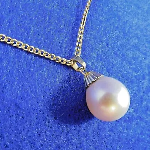 Collana vintage con ciondolo di perle finte di Gilco tappo pieno d'oro. Oro 19,5" - Foto 1 di 5